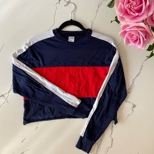 TNA oversized colour block crop top
